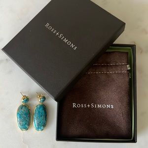 Ross Simons Turquoise 18K Gold over Sterling Earrings